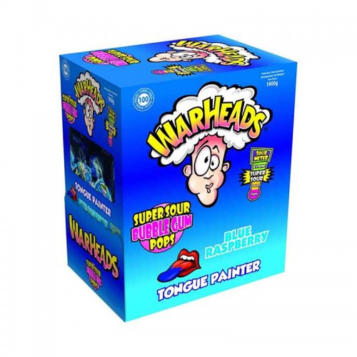 Warheads - Super Sour Bubble Gum Pops Blue Raspberry